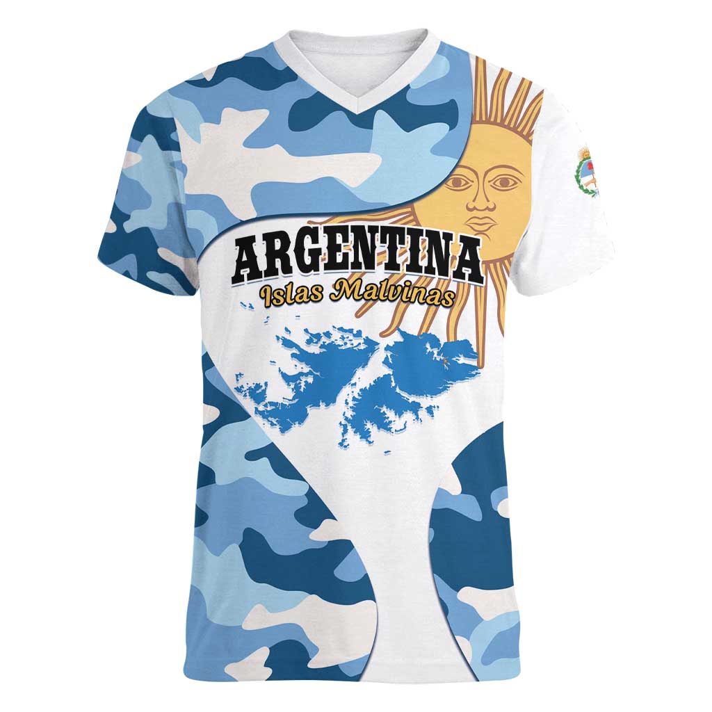 Argentina Malvinas Day Women V-Neck T-Shirt Las Malvinas Son Argentinas