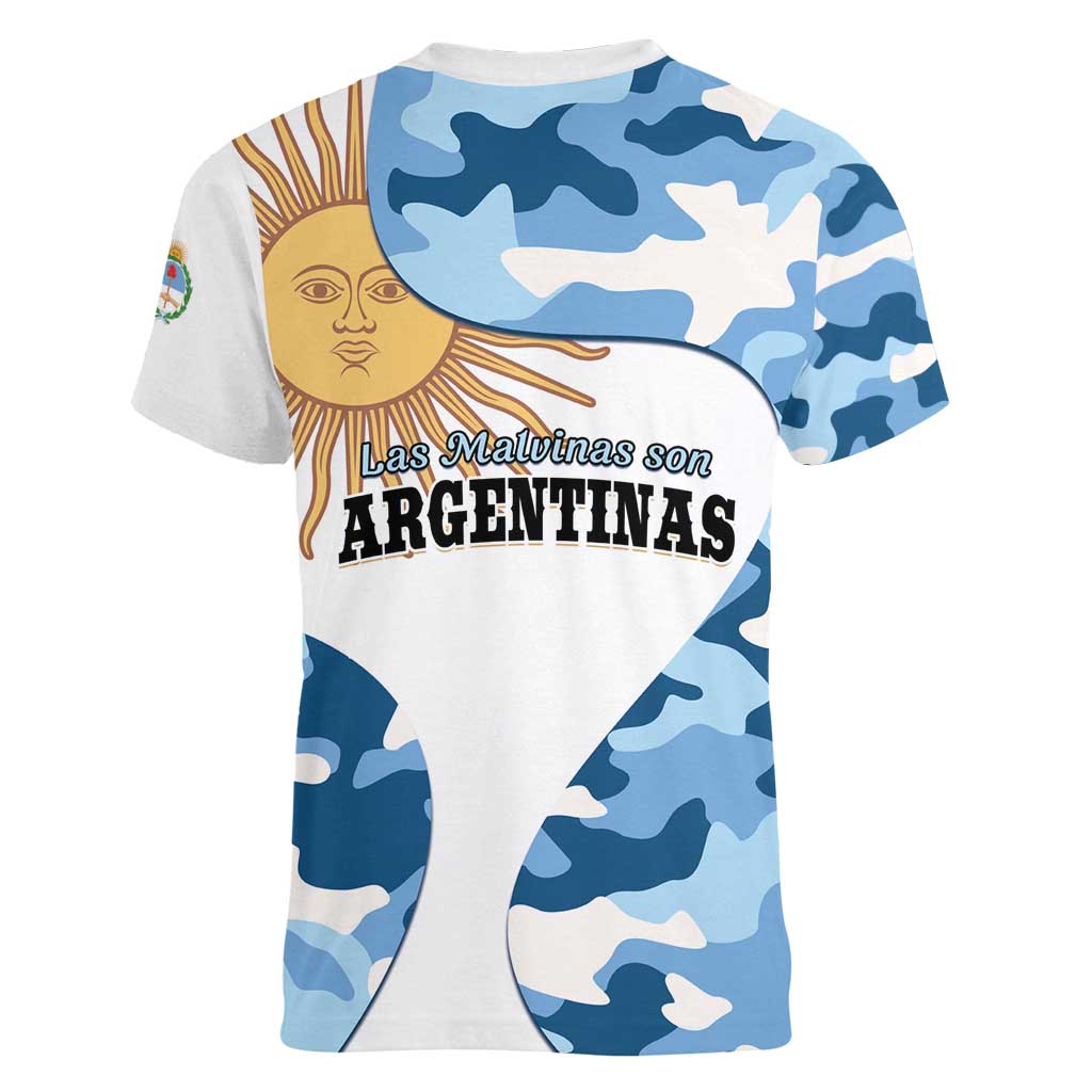Argentina Malvinas Day Women V-Neck T-Shirt Las Malvinas Son Argentinas
