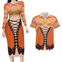 Personalised Netherlands Koningsdag 2025 Couples Matching Long Sleeve Bodycon Dress and Hawaiian Shirt King's Day Dutch Costume Spirit