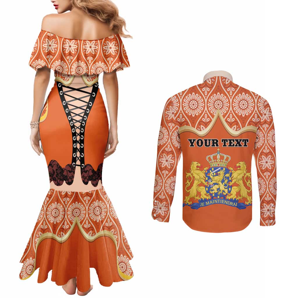 Personalised Netherlands Koningsdag 2025 Couples Matching Mermaid Dress and Long Sleeve Button Shirt King's Day Dutch Costume Spirit