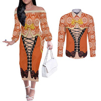 Personalised Netherlands Koningsdag 2025 Couples Matching Off The Shoulder Long Sleeve Dress and Long Sleeve Button Shirt King's Day Dutch Costume Spirit