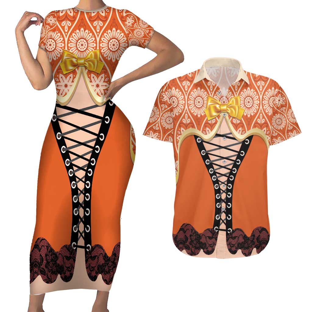 Personalised Netherlands Koningsdag 2025 Couples Matching Short Sleeve Bodycon Dress and Hawaiian Shirt King's Day Dutch Costume Spirit