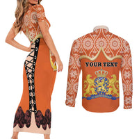 Personalised Netherlands Koningsdag 2025 Couples Matching Short Sleeve Bodycon Dress and Long Sleeve Button Shirt King's Day Dutch Costume Spirit