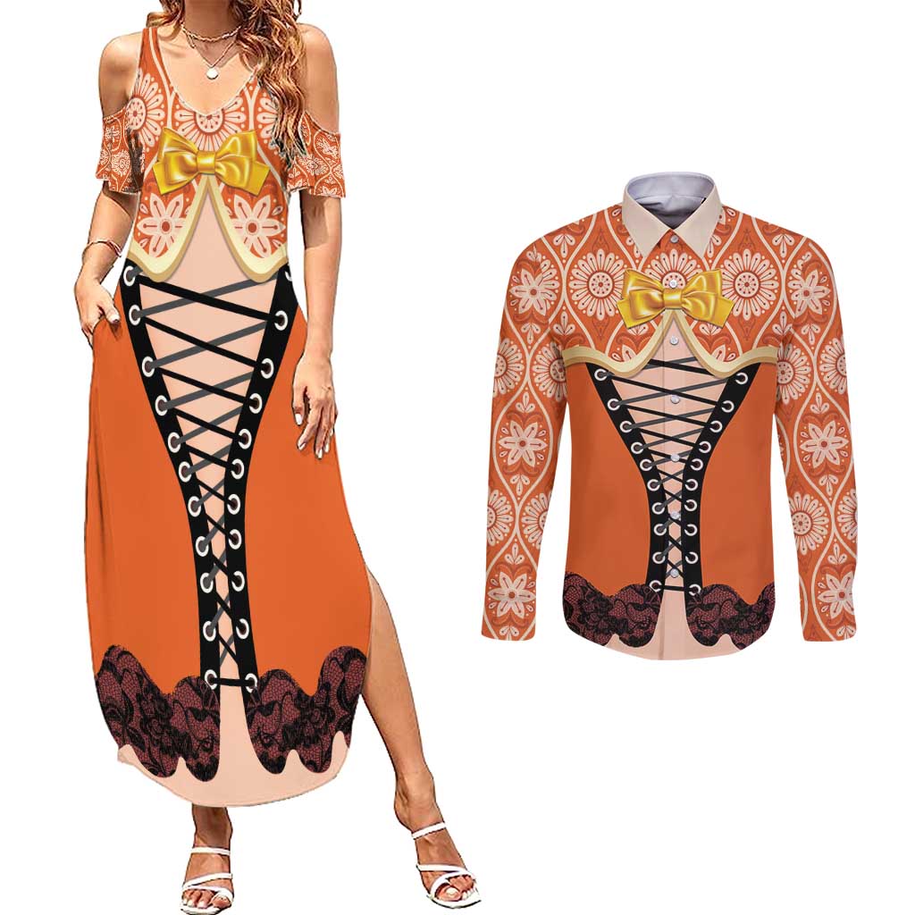 Personalised Netherlands Koningsdag 2025 Couples Matching Summer Maxi Dress and Long Sleeve Button Shirt King's Day Dutch Costume Spirit