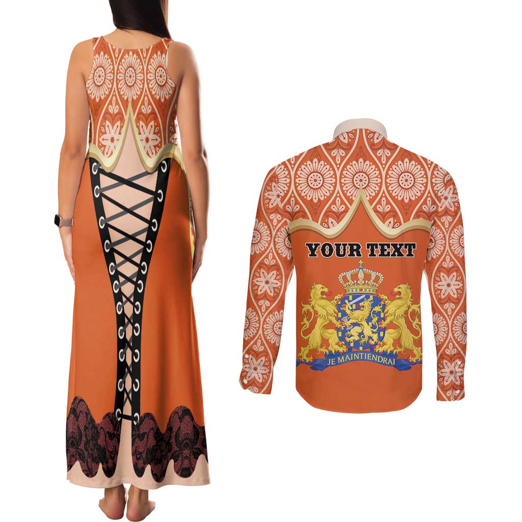 Personalised Netherlands Koningsdag 2025 Couples Matching Tank Maxi Dress and Long Sleeve Button Shirt King's Day Dutch Costume Spirit