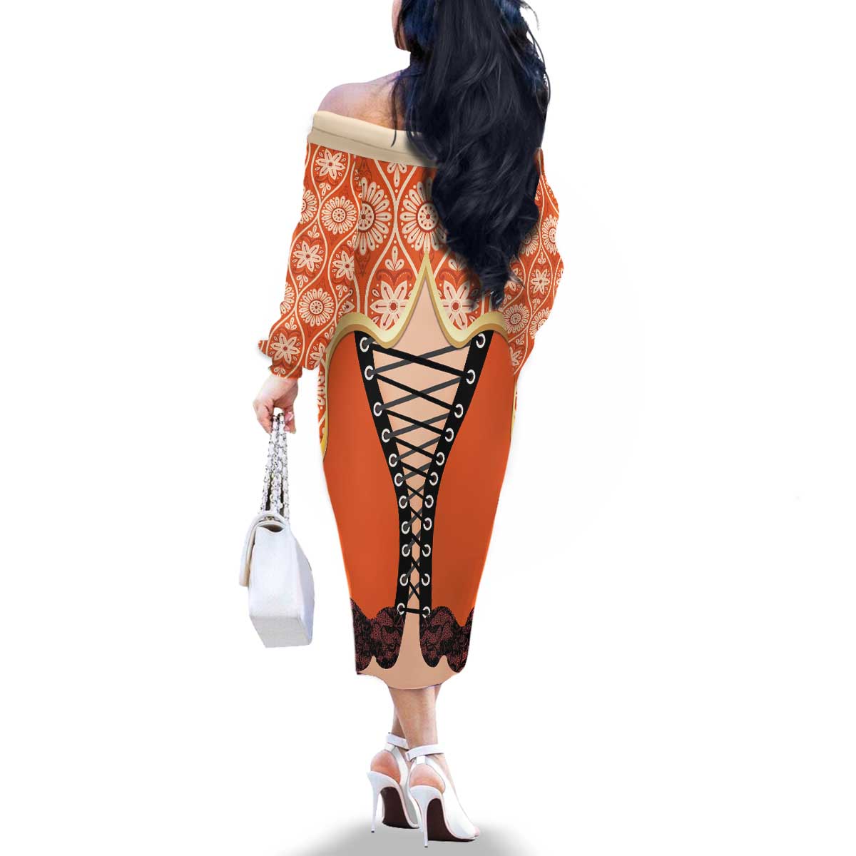 Personalised Netherlands Koningsdag 2025 Family Matching Off The Shoulder Long Sleeve Dress and Hawaiian Shirt King's Day Dutch Costume Spirit
