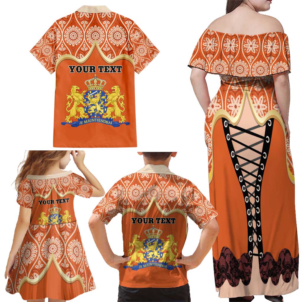 Personalised Netherlands Koningsdag 2025 Family Matching Off Shoulder Maxi Dress and Hawaiian Shirt King's Day Dutch Costume Spirit