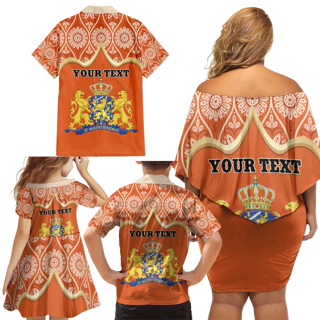 Personalised Netherlands Koningsdag 2025 Family Matching Off Shoulder Short Dress and Hawaiian Shirt King's Day Dutch Costume Spirit