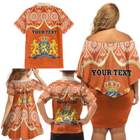 Personalised Netherlands Koningsdag 2025 Family Matching Off Shoulder Short Dress and Hawaiian Shirt King's Day Dutch Costume Spirit