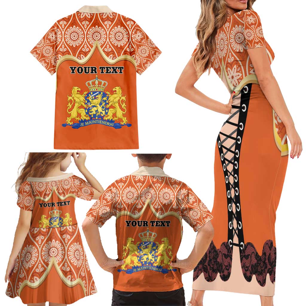 Personalised Netherlands Koningsdag 2025 Family Matching Short Sleeve Bodycon Dress and Hawaiian Shirt King's Day Dutch Costume Spirit