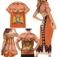 Personalised Netherlands Koningsdag 2025 Family Matching Short Sleeve Bodycon Dress and Hawaiian Shirt King's Day Dutch Costume Spirit