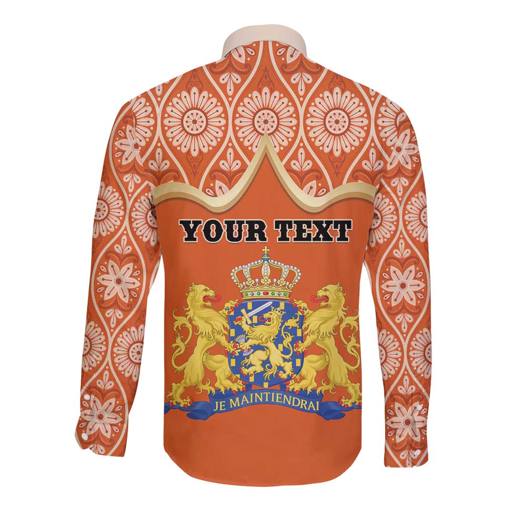 Personalised Netherlands Koningsdag 2025 Long Sleeve Button Shirt King's Day Dutch Costume Spirit