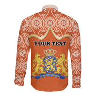 Personalised Netherlands Koningsdag 2025 Long Sleeve Button Shirt King's Day Dutch Costume Spirit