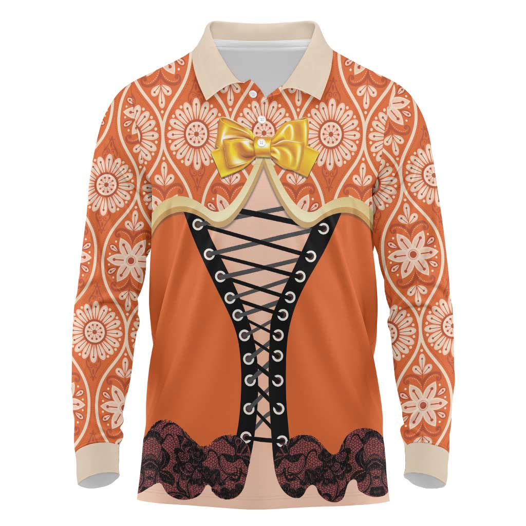 Personalised Netherlands Koningsdag 2025 Long Sleeve Polo Shirt King's Day Dutch Costume Spirit