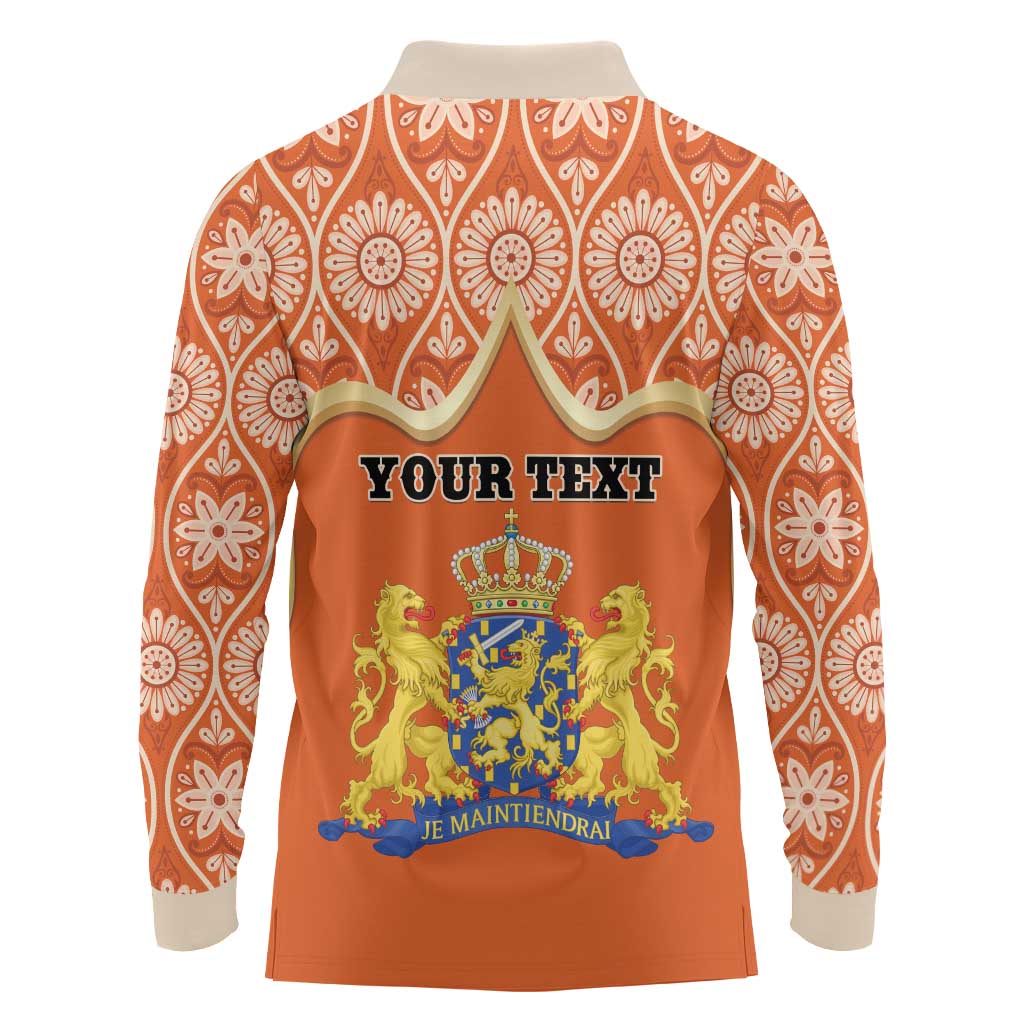 Personalised Netherlands Koningsdag 2025 Long Sleeve Polo Shirt King's Day Dutch Costume Spirit