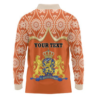 Personalised Netherlands Koningsdag 2025 Long Sleeve Polo Shirt King's Day Dutch Costume Spirit