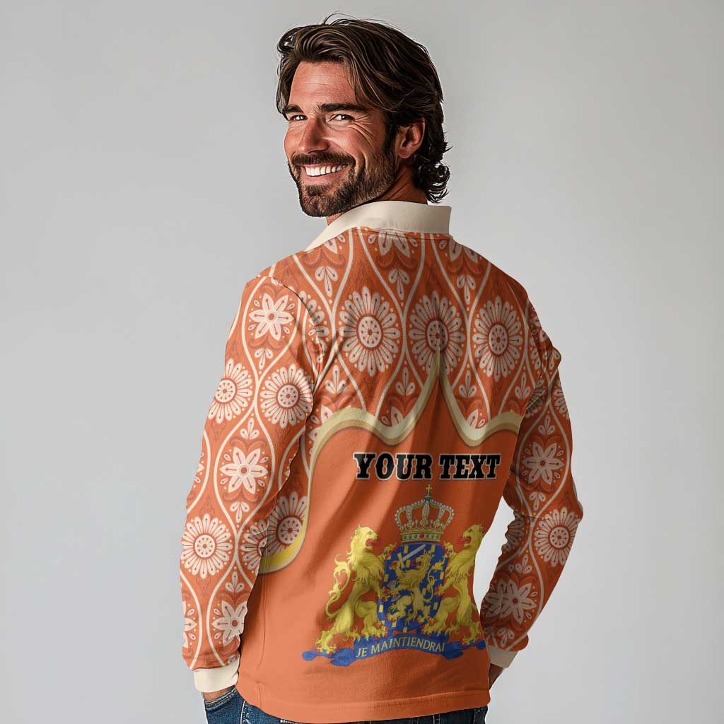 Personalised Netherlands Koningsdag 2025 Long Sleeve Polo Shirt King's Day Dutch Costume Spirit