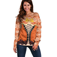 Personalised Netherlands Koningsdag 2025 Off Shoulder Sweater King's Day Dutch Costume Spirit