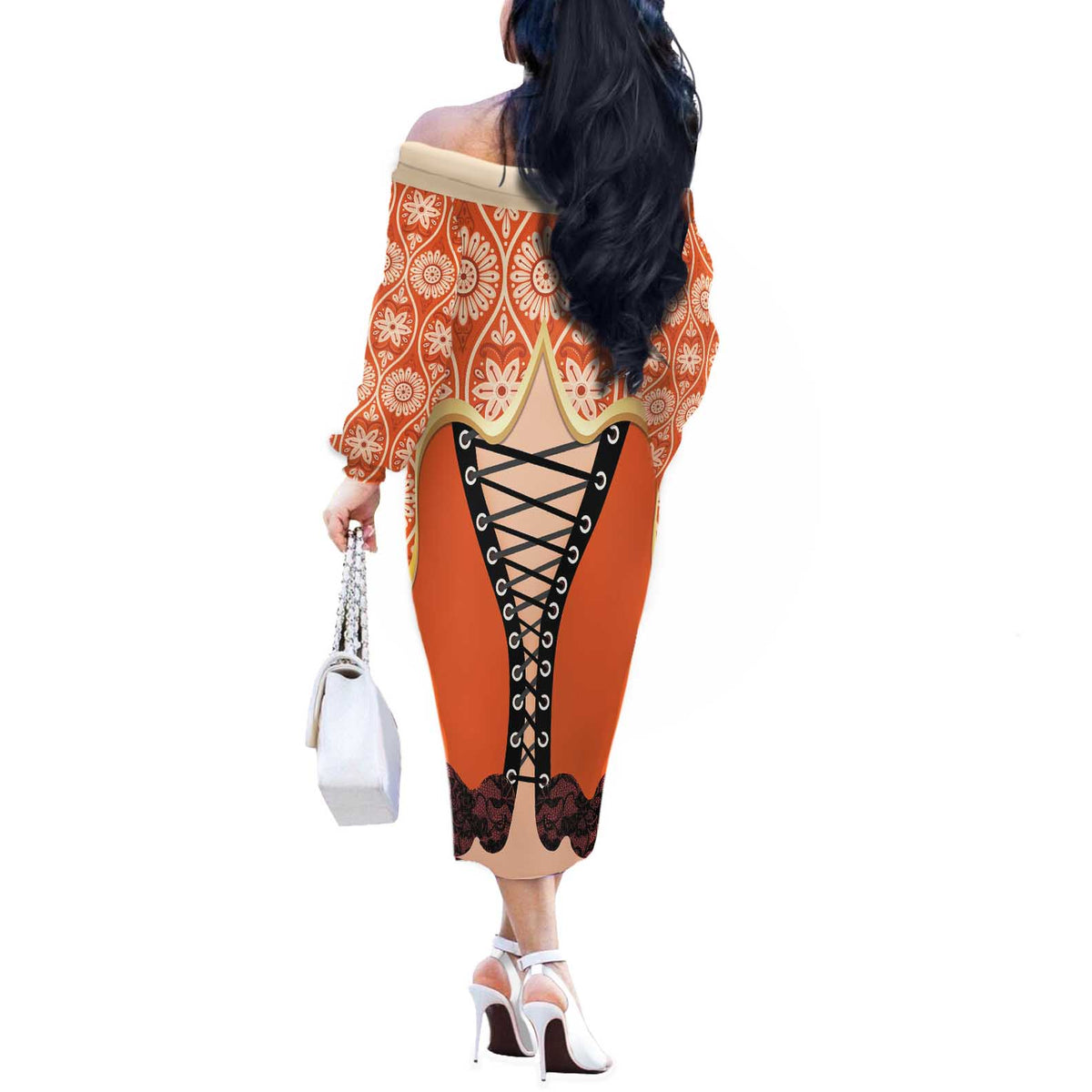 Personalised Netherlands Koningsdag 2025 Off The Shoulder Long Sleeve Dress King's Day Dutch Costume Spirit