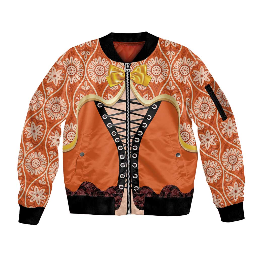 Personalised Netherlands Koningsdag 2025 Sleeve Zip Bomber Jacket King's Day Dutch Costume Spirit