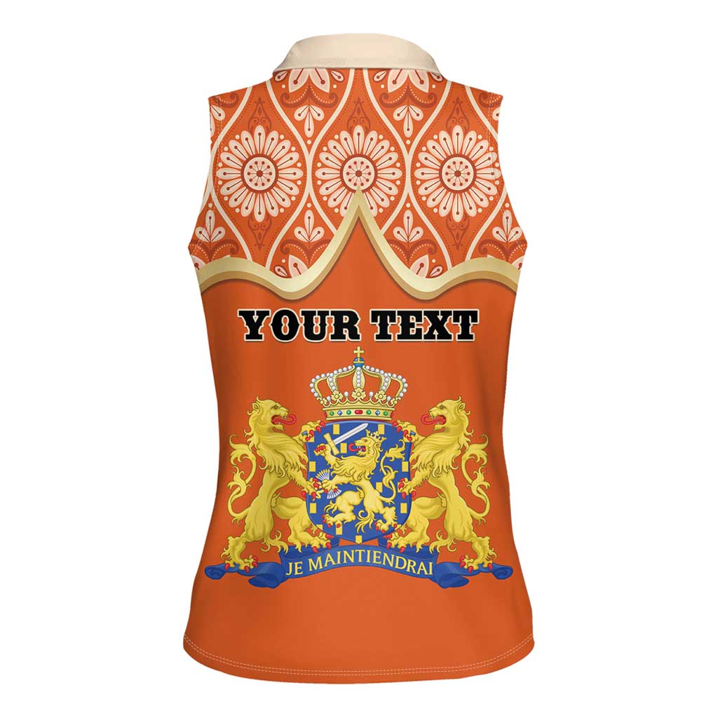 Personalised Netherlands Koningsdag 2025 Women Sleeveless Polo Shirt King's Day Dutch Costume Spirit