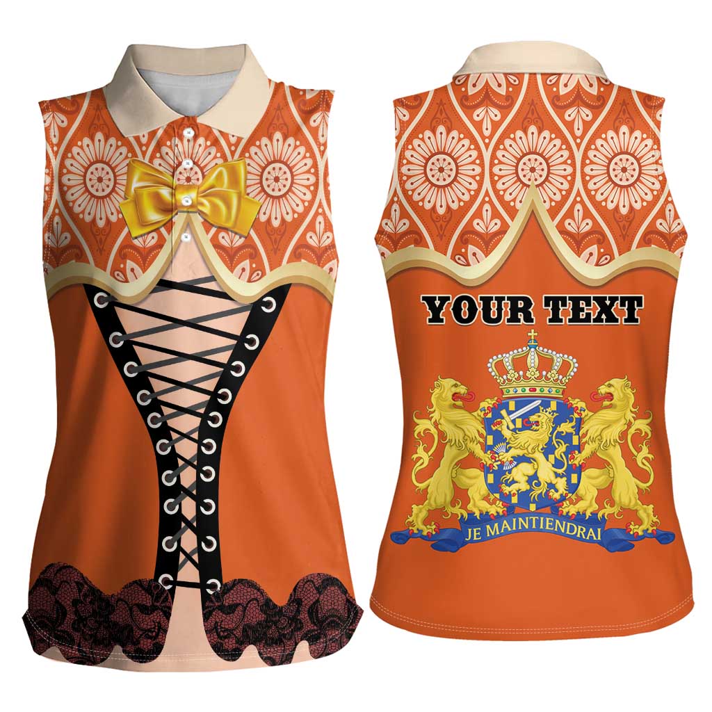 Personalised Netherlands Koningsdag 2025 Women Sleeveless Polo Shirt King's Day Dutch Costume Spirit