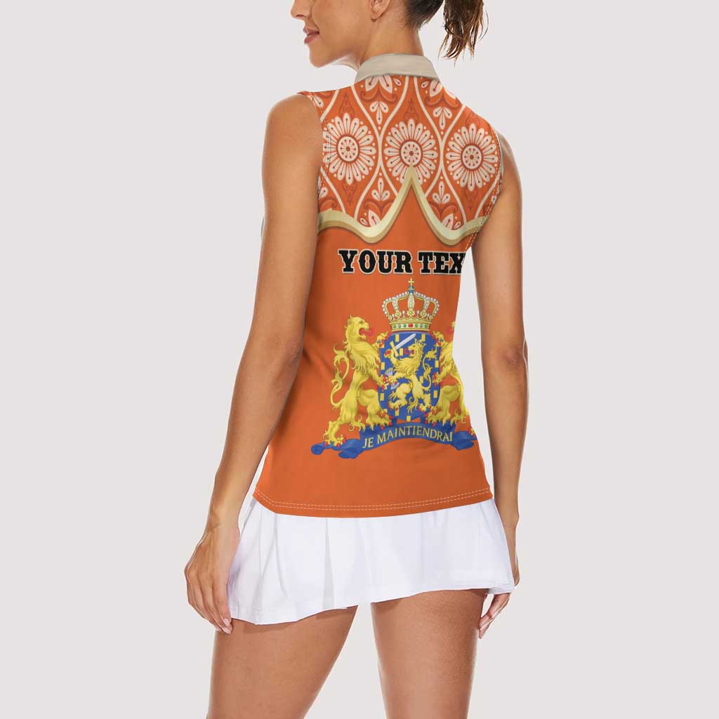 Personalised Netherlands Koningsdag 2025 Women Sleeveless Polo Shirt King's Day Dutch Costume Spirit
