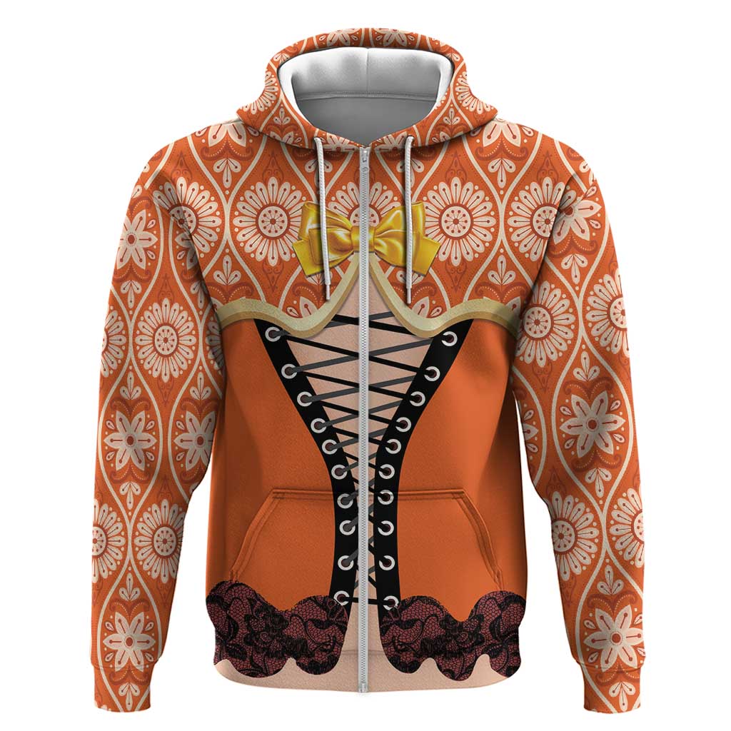 Personalised Netherlands Koningsdag 2025 Zip Hoodie King's Day Dutch Costume Spirit