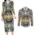 Canada Chilkat Pattern Couples Matching Long Sleeve Bodycon Dress and Long Sleeve Button Shirt Haida Spirit