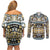 Canada Chilkat Pattern Couples Matching Off Shoulder Short Dress and Long Sleeve Button Shirt Haida Spirit