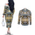 Canada Chilkat Pattern Couples Matching Off The Shoulder Long Sleeve Dress and Long Sleeve Button Shirt Haida Spirit