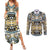 Canada Chilkat Pattern Couples Matching Summer Maxi Dress and Long Sleeve Button Shirt Haida Spirit