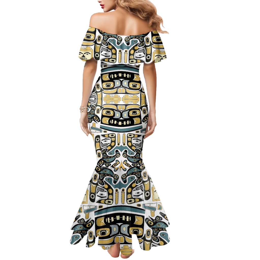 Canada Chilkat Pattern Family Matching Mermaid Dress and Hawaiian Shirt Haida Spirit