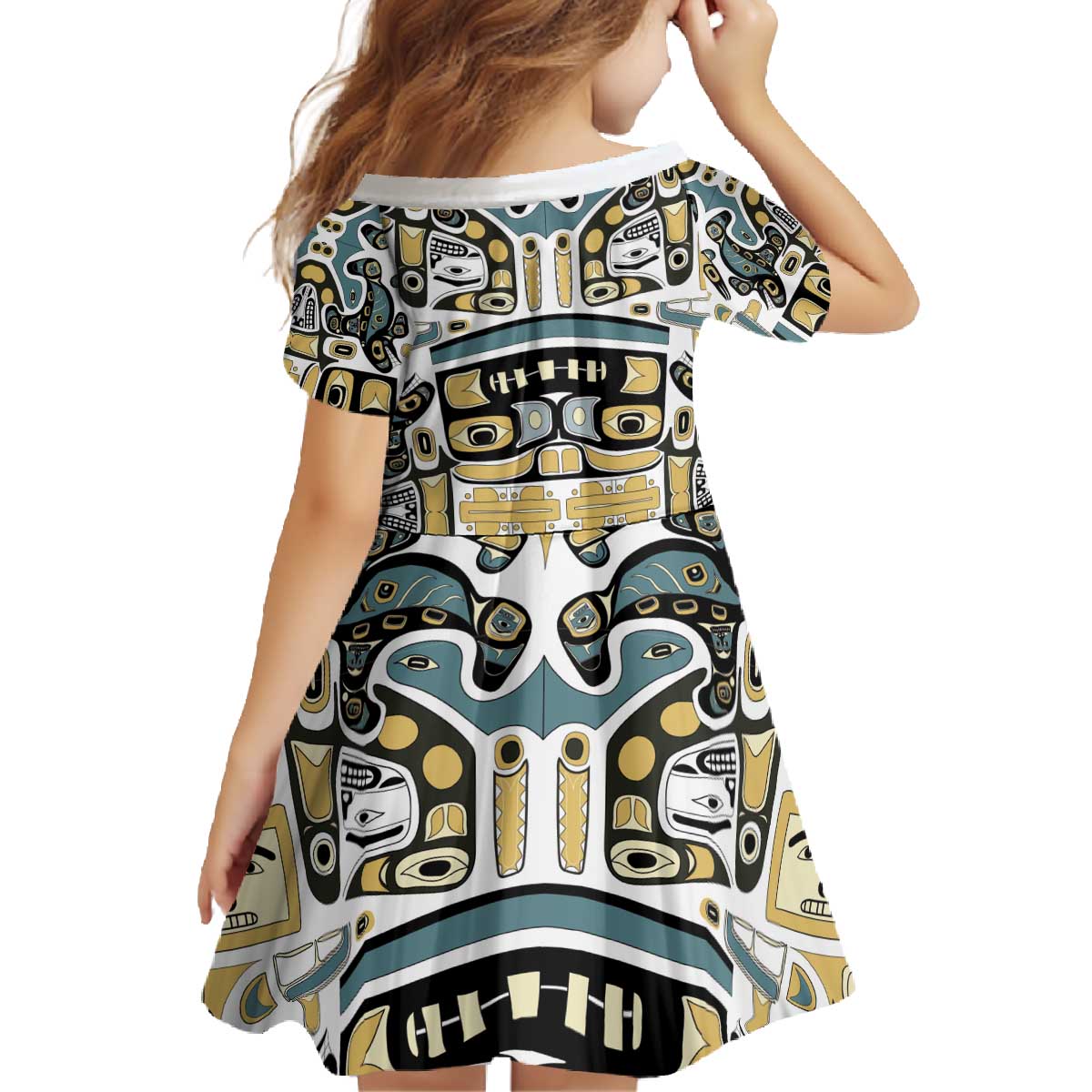Canada Chilkat Pattern Family Matching Off The Shoulder Long Sleeve Dress and Hawaiian Shirt Haida Spirit