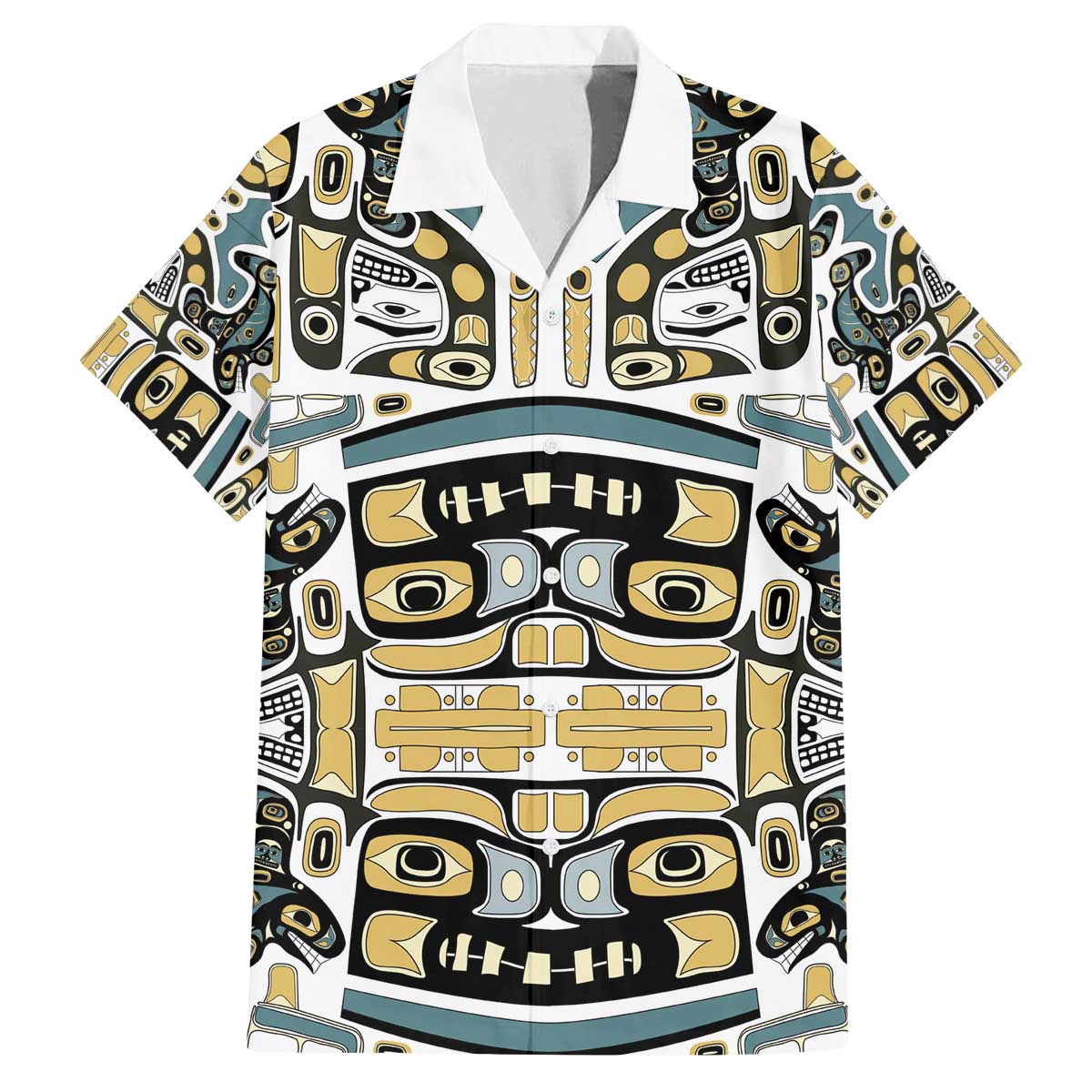 Canada Chilkat Pattern Family Matching Off The Shoulder Long Sleeve Dress and Hawaiian Shirt Haida Spirit