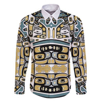 Canada Chilkat Pattern Family Matching Off The Shoulder Long Sleeve Dress and Hawaiian Shirt Haida Spirit