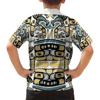 Canada Chilkat Pattern Family Matching Off Shoulder Maxi Dress and Hawaiian Shirt Haida Spirit