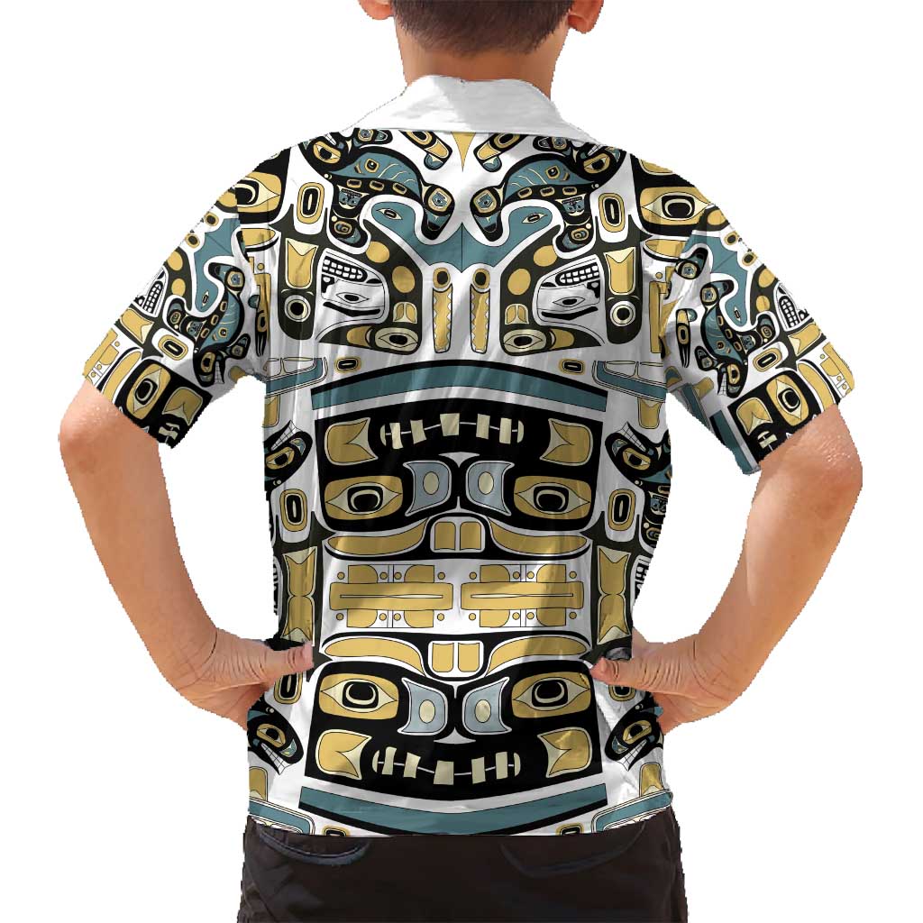 Canada Chilkat Pattern Family Matching Off Shoulder Short Dress and Hawaiian Shirt Haida Spirit