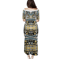Canada Chilkat Pattern Family Matching Puletasi and Hawaiian Shirt Haida Spirit