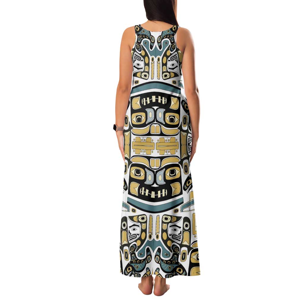 Canada Chilkat Pattern Family Matching Tank Maxi Dress and Hawaiian Shirt Haida Spirit