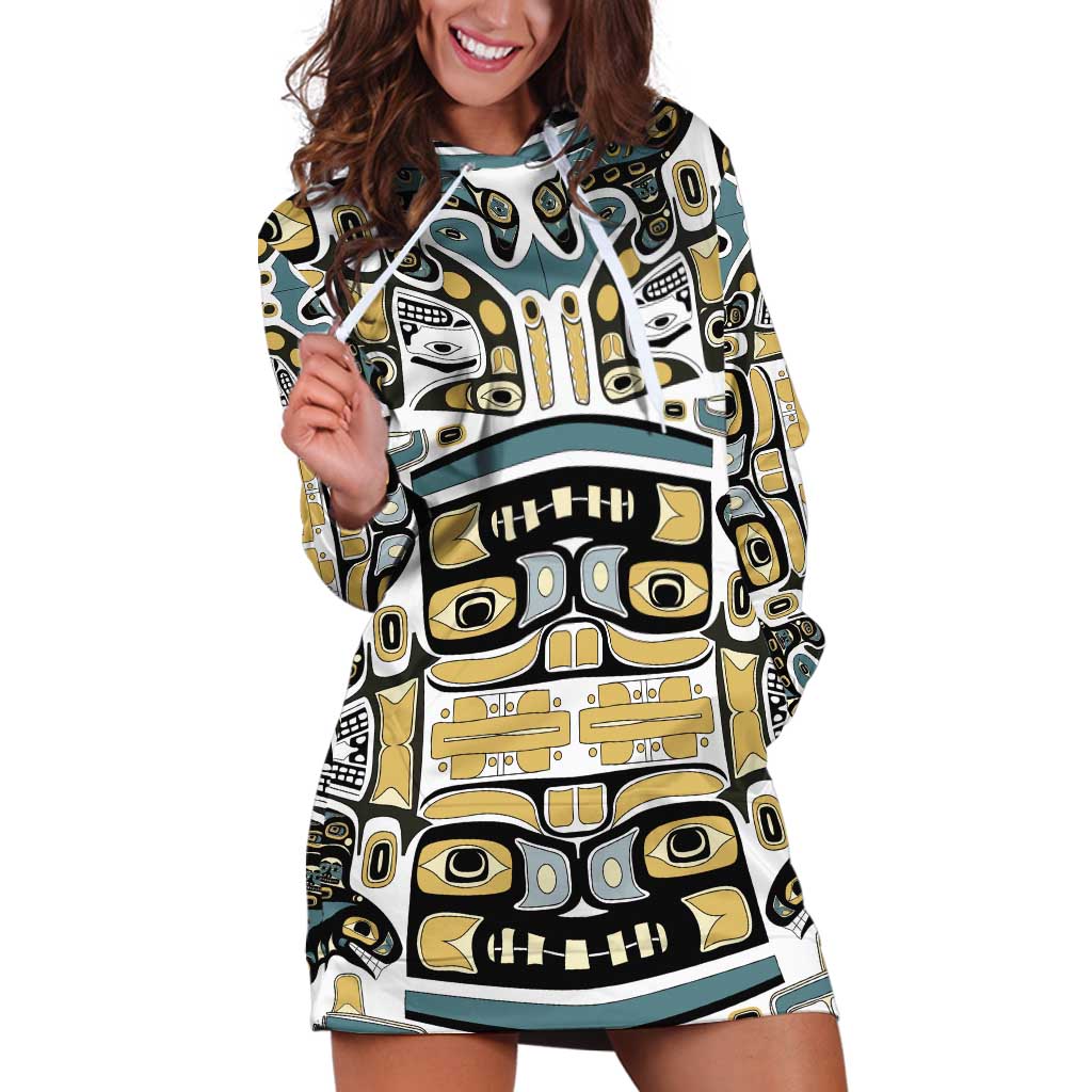 Canada Chilkat Pattern Hoodie Dress Haida Spirit