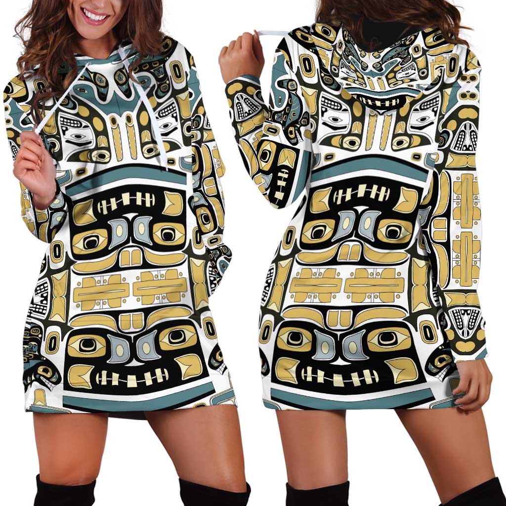 Canada Chilkat Pattern Hoodie Dress Haida Spirit