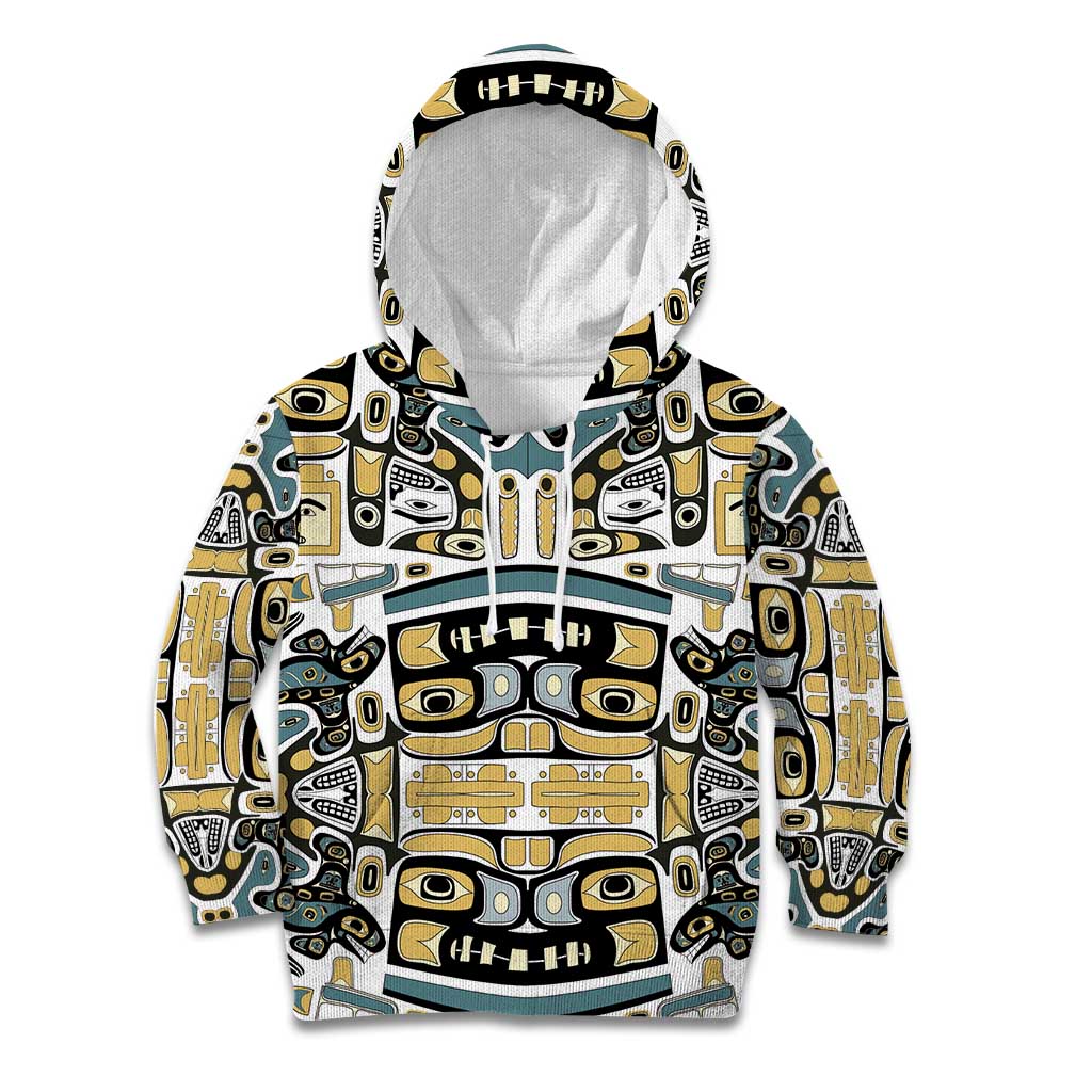Canada Chilkat Pattern Kid Hoodie Haida Spirit