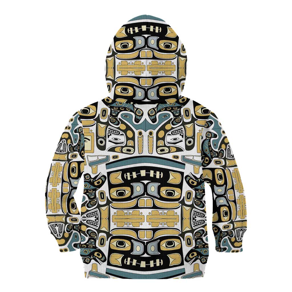 Canada Chilkat Pattern Kid Hoodie Haida Spirit