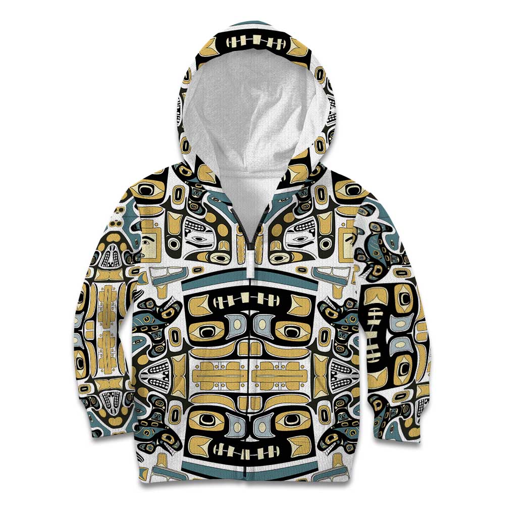 Canada Chilkat Pattern Kid Hoodie Haida Spirit