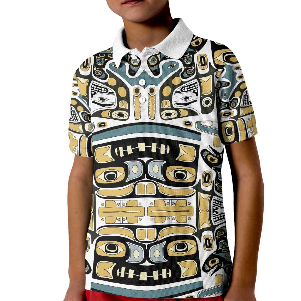 Canada Chilkat Pattern Kid Polo Shirt Haida Spirit