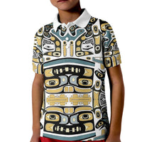 Canada Chilkat Pattern Kid Polo Shirt Haida Spirit