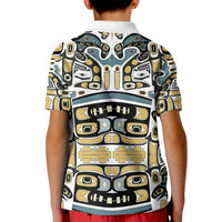 Canada Chilkat Pattern Kid Polo Shirt Haida Spirit