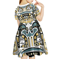 Canada Chilkat Pattern Kid Short Sleeve Dress Haida Spirit