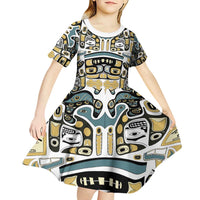 Canada Chilkat Pattern Kid Short Sleeve Dress Haida Spirit